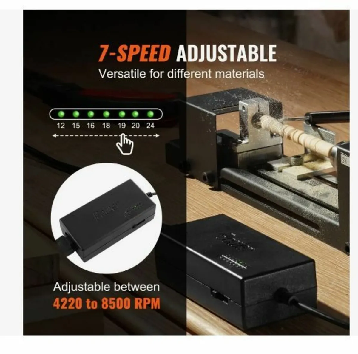 Mini Lathe Machine, 7 cm x 16 cm, 24VDC 96W - Image 2