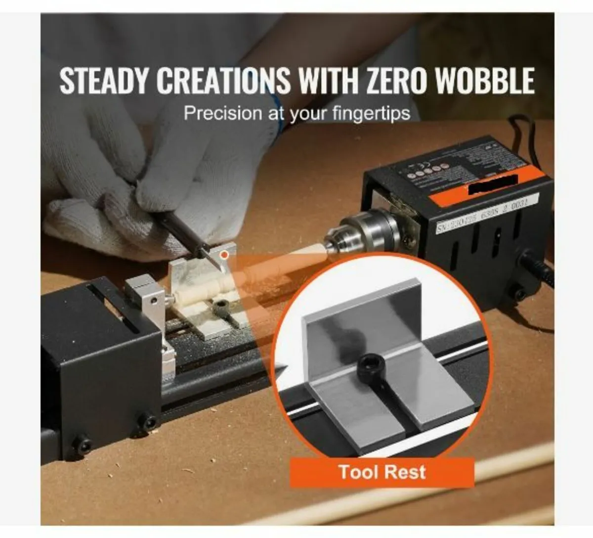 Mini Lathe Machine, 7 cm x 16 cm, 24VDC 96W - Image 4