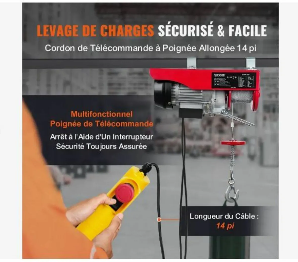 Electric Hoist, 249.5 kg Lifting Capacity, 510W - Image 3