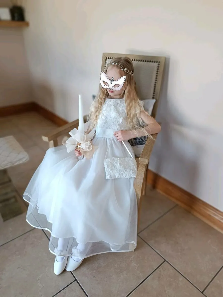 Communion dress cape jacket tiara bag gloves shoes - Image 2