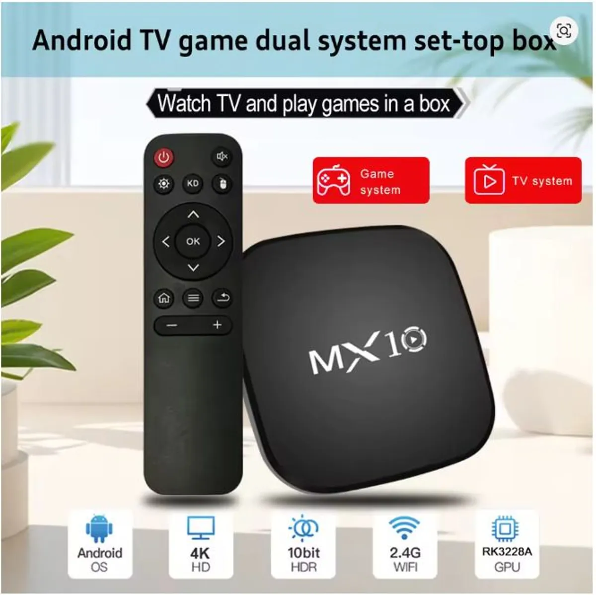 New Android Tv Box 1GB 8GB Mini Mx10 Smart Tvbox 2 4g Wifi RK3228 Quad Core Set Top Box 4K Smart TV BOX Dual Band WIFI (US Plug) - Image 3