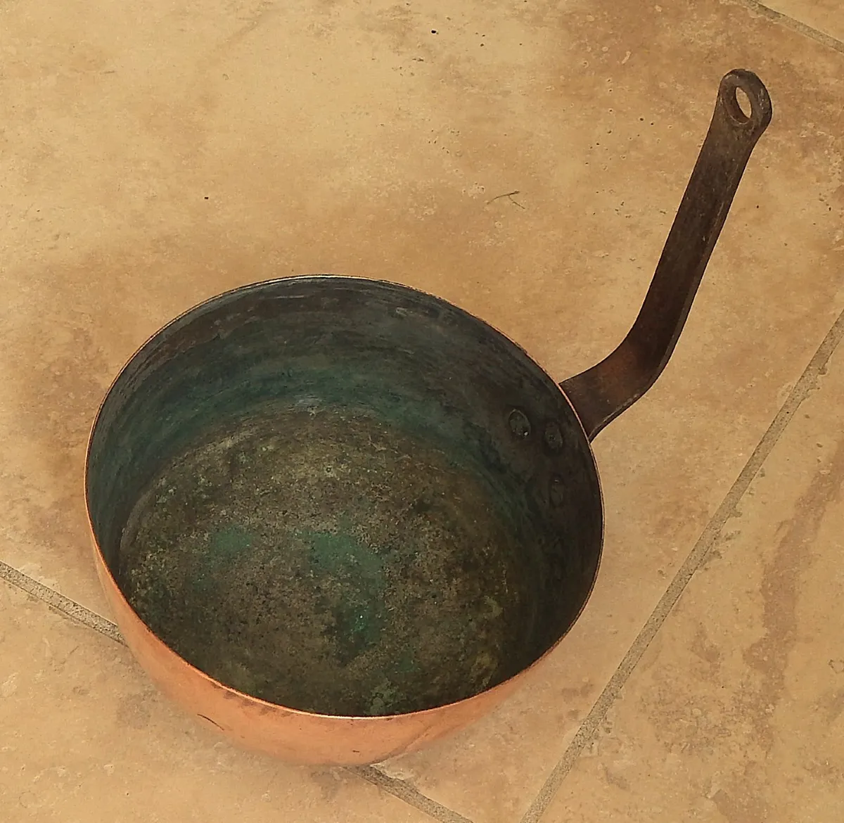 Large Vintage Copper & Forged Iron Ladle Pot - Image 4