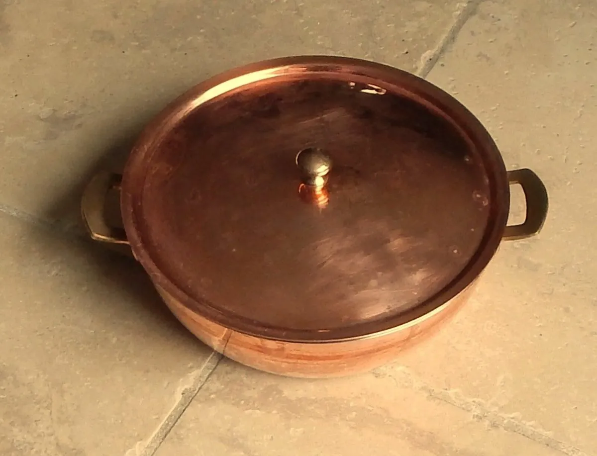 Vintage Copper & Brass Spring Inox Lidded Pot - Image 2