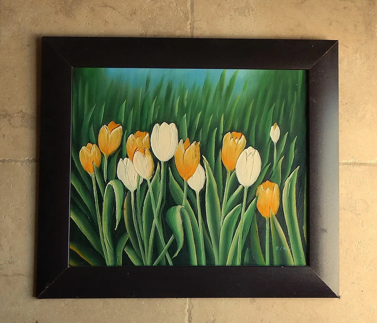 Large Signed Oil on Board Painting - Image 1