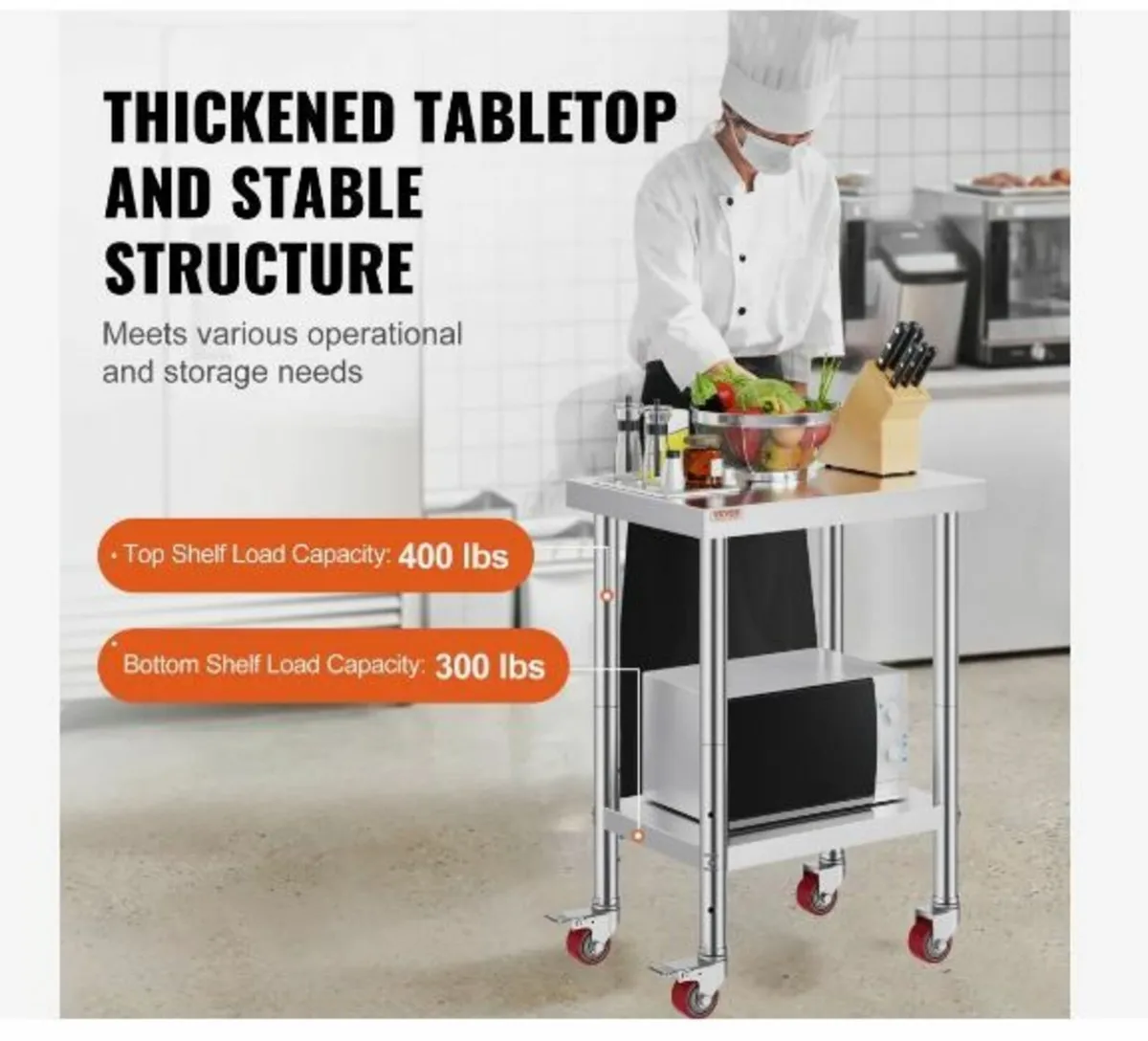 Stainless Steel Work Table 24 x 18 x 34 Inch - Image 3