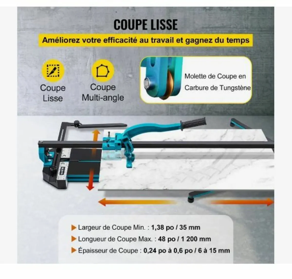 47 Inch Tile Cutter Single Rail Double Brackets - Image 4
