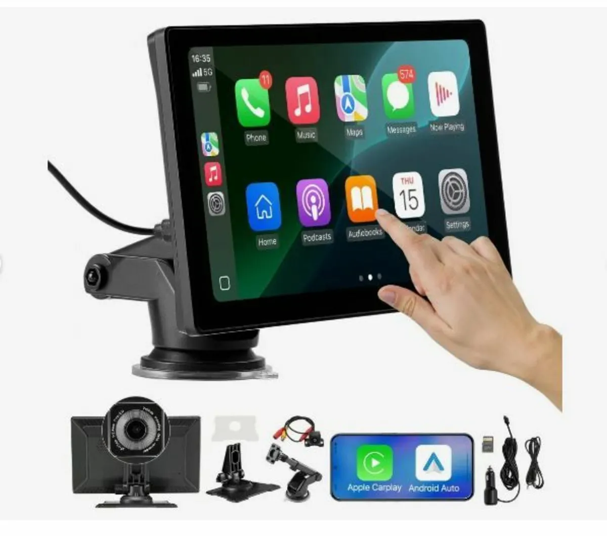 Wireless Car Stereo, 228.6mm HD Portable Radio - Image 1