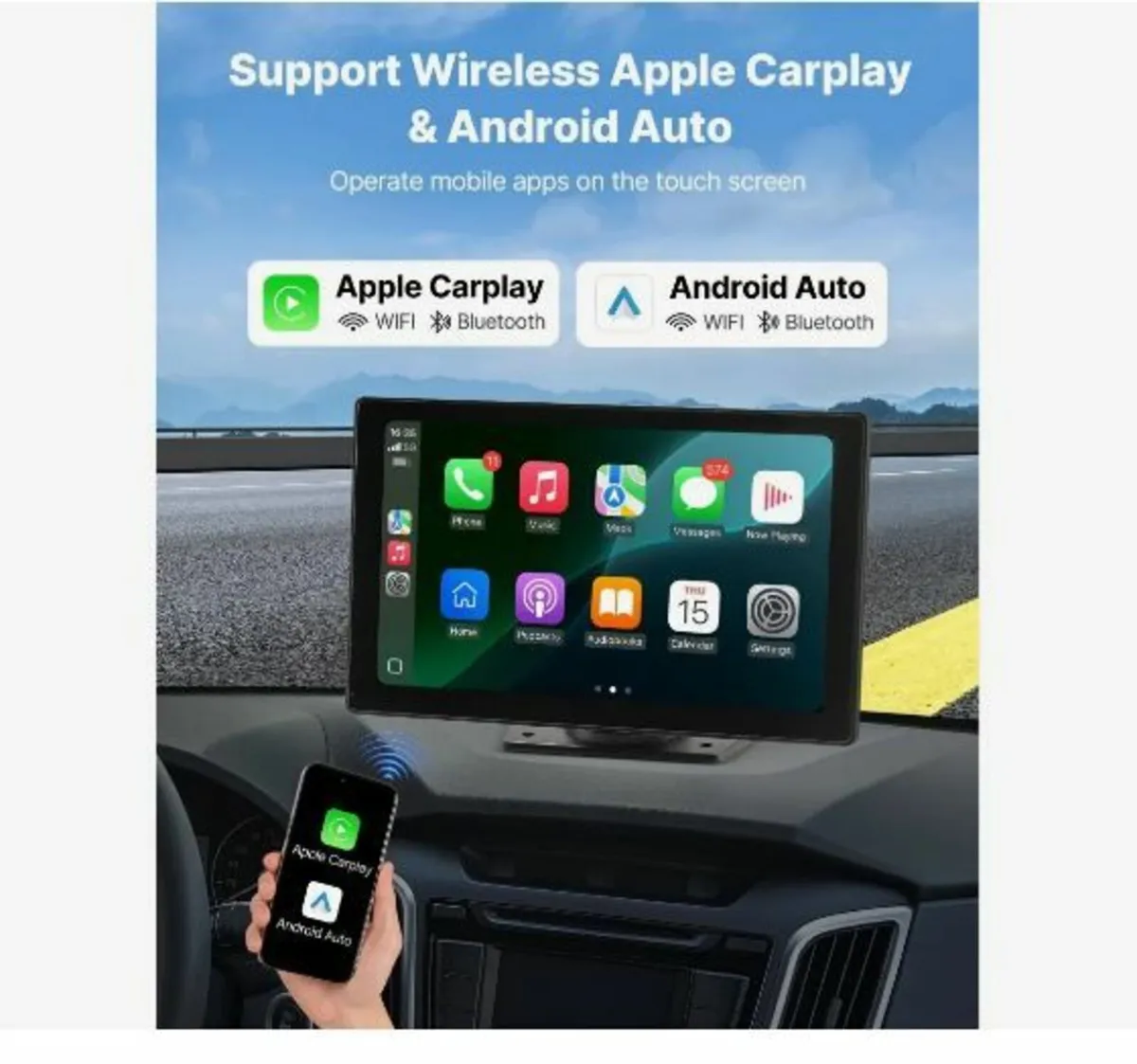 Wireless Car Stereo, 228.6mm HD Portable Radio - Image 2