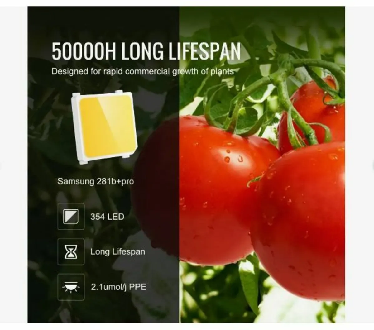 LED Grow Light, 150W Full Spectrum Dimmable - Image 2