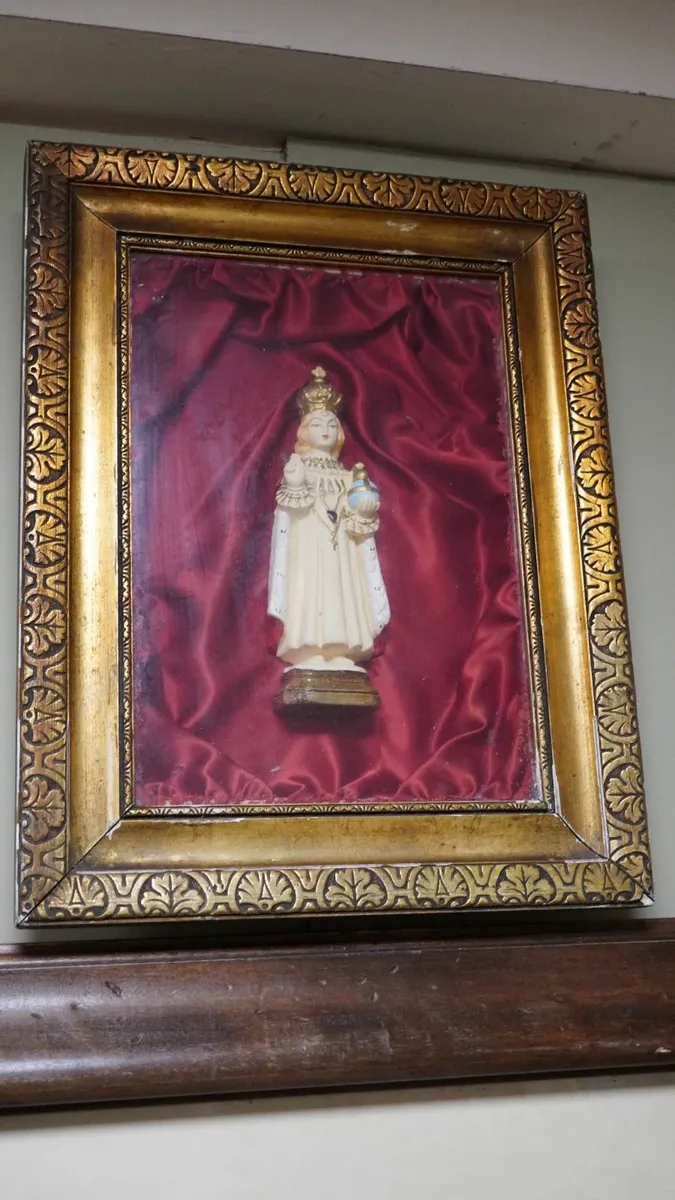 Vintage Infant of Prague Framed Wall Shrine - Image 1