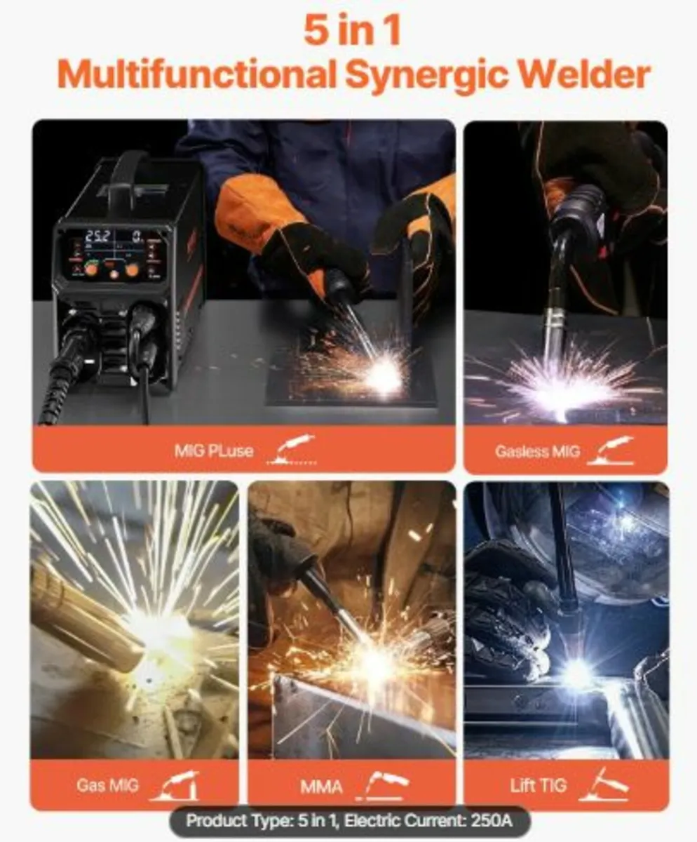 Pro MIG Welder, 250Amp Pluse Mig Welding Machine, - Image 2