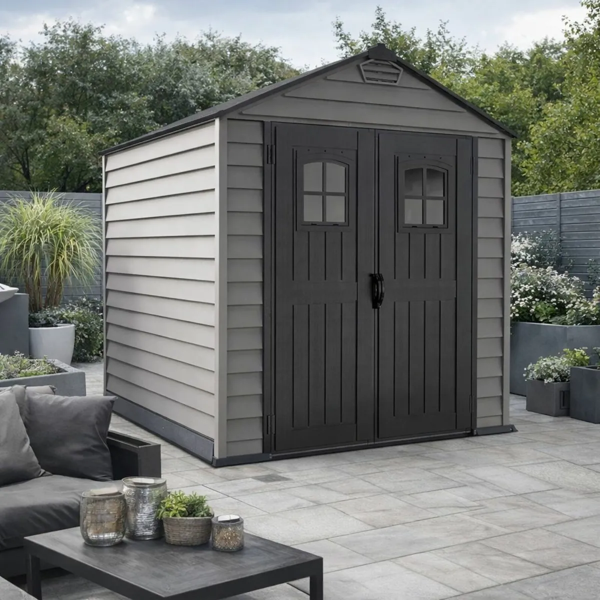 StoreMax PLUS 7×7 Vinyl Garden Sheds – In Stock! - Image 1