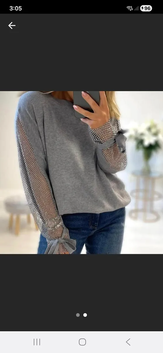 Grey diamonte sleeve jumper - Image 2
