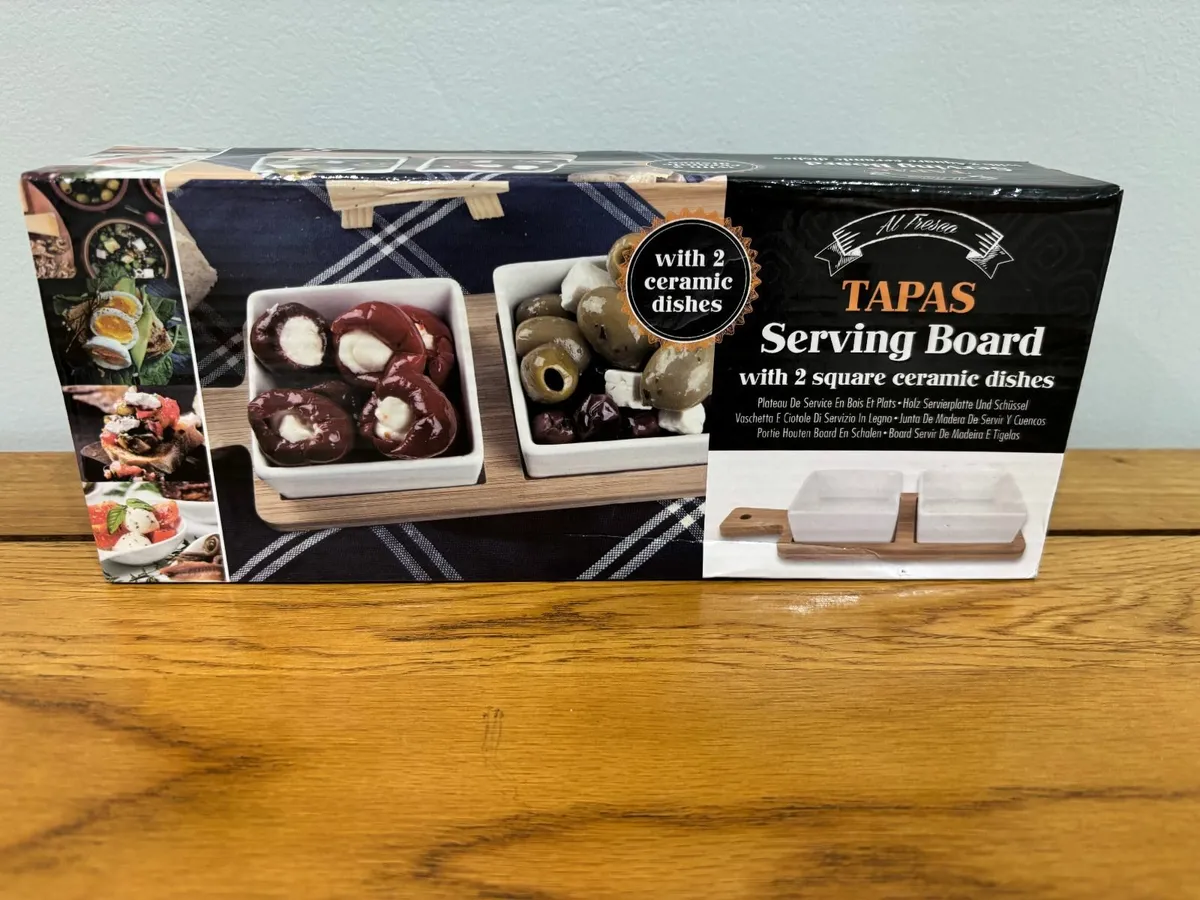 Tapas Serving board with 2 ceramic dishes (NEW) - Image 2