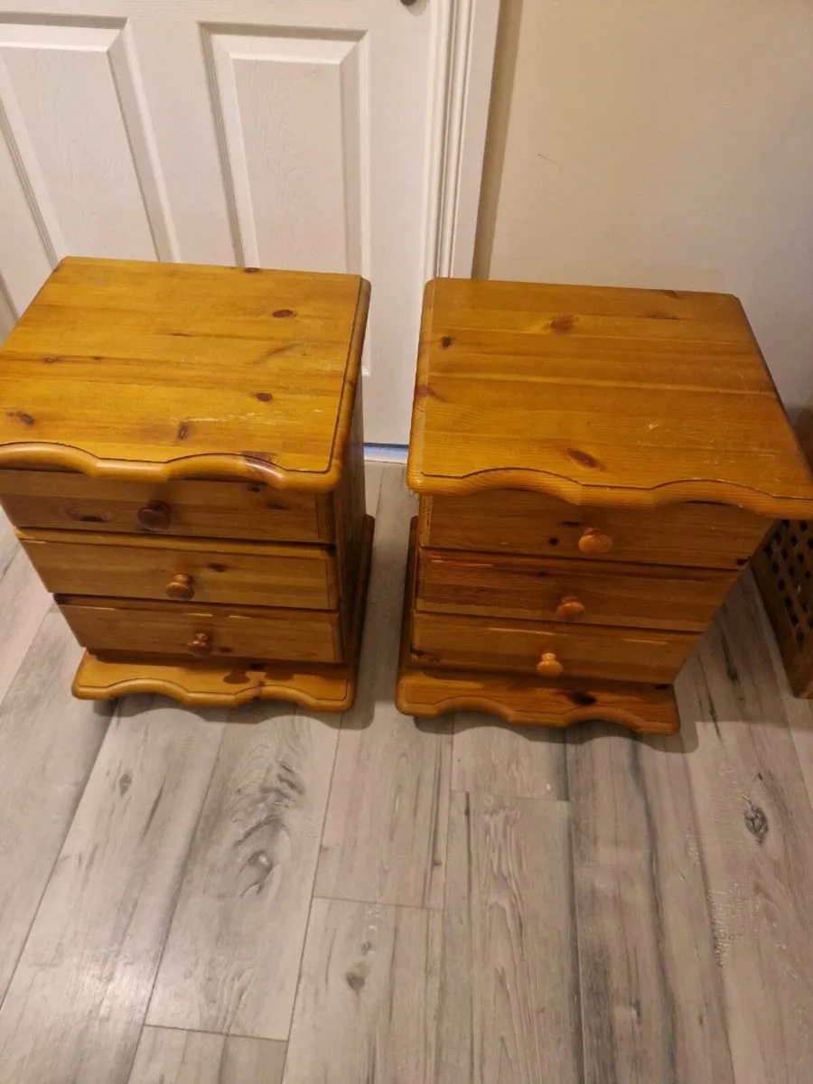Pine bedside lockers - Image 1
