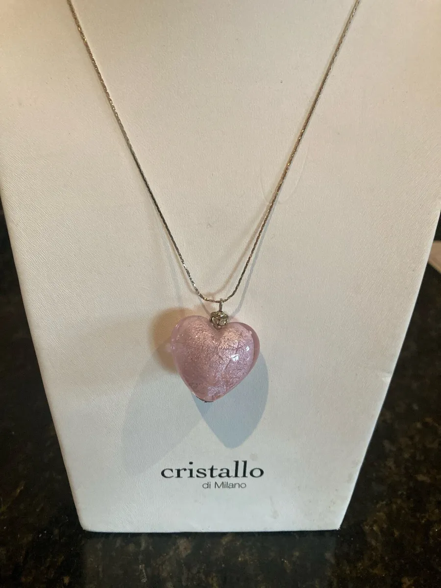 Glass pink heart pendant - Image 1