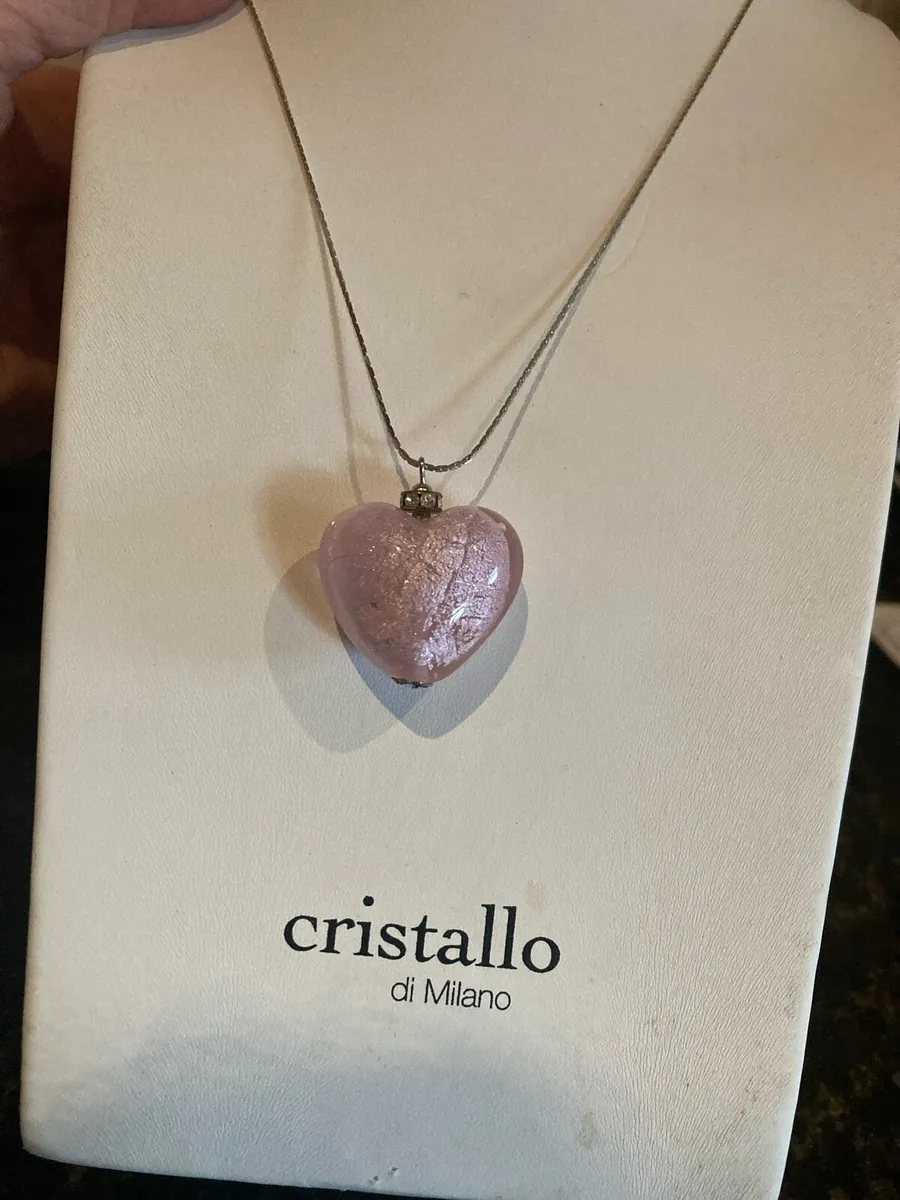 Glass pink heart pendant - Image 2