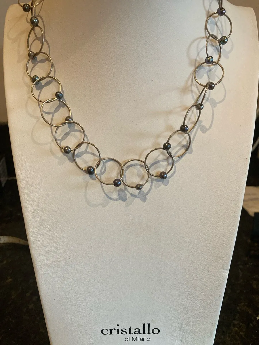 Sterling Silver necklace with pearls - Image 1