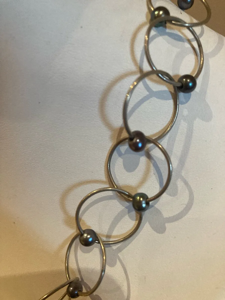 Sterling Silver necklace with pearls - Image 3