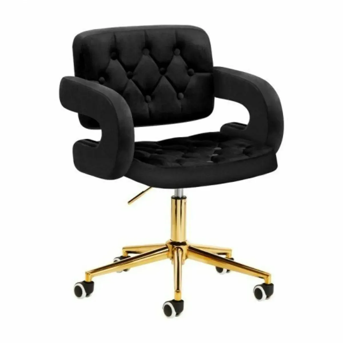 Black velvet swivel chair - Image 3