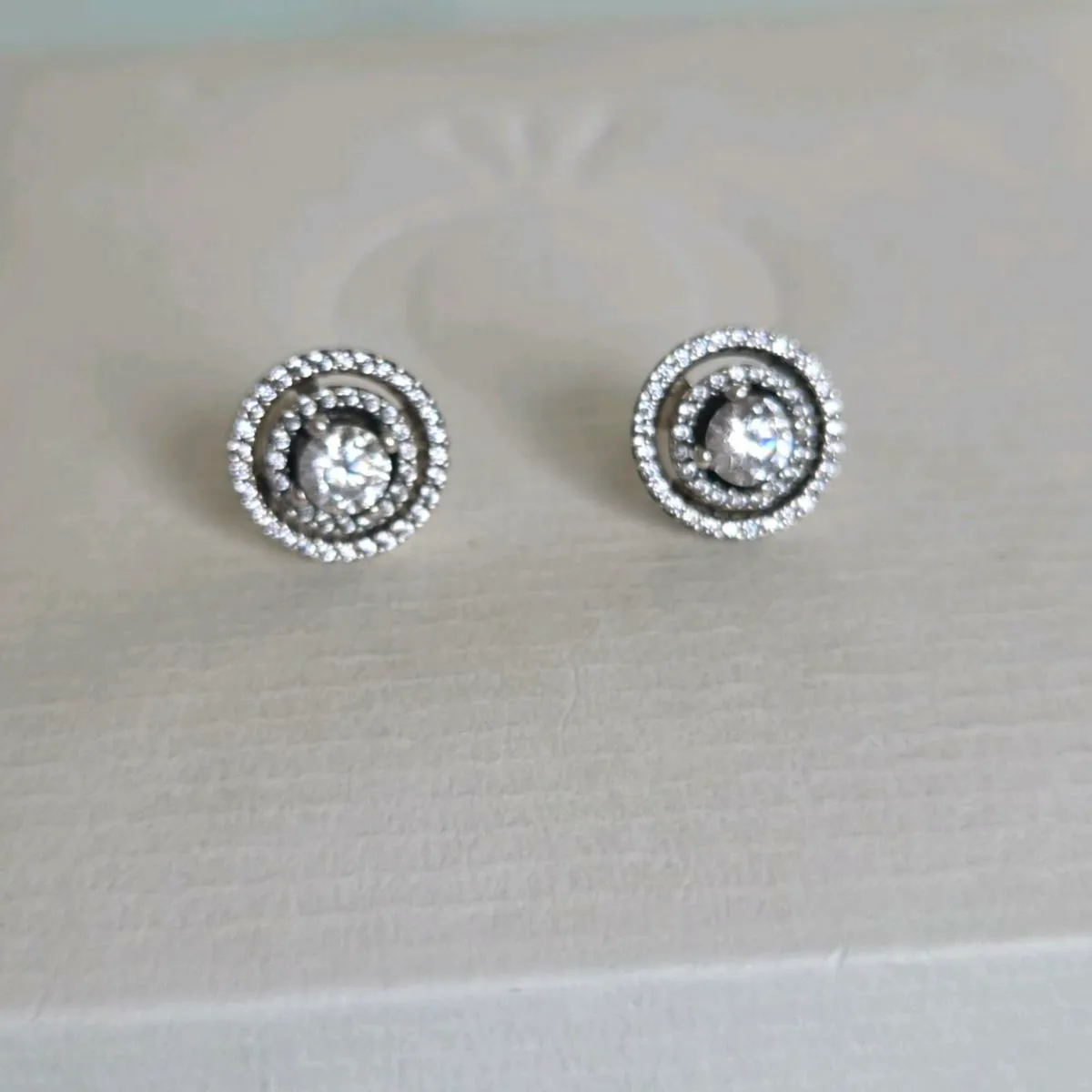 Pandora sparkly double halo stud earrings - Image 1