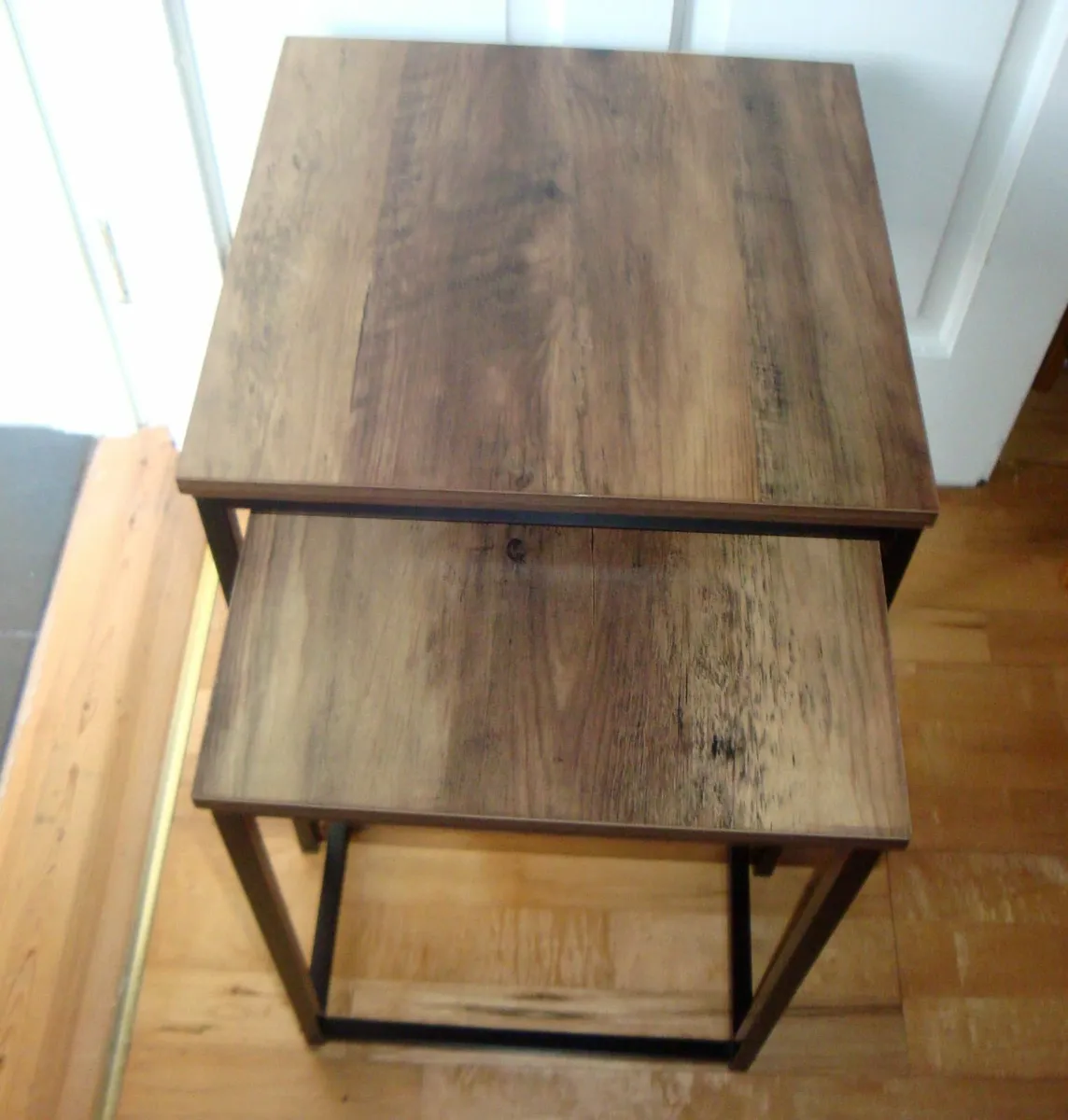 Nest of 2 side tables - black and rustic oak - NEW - Image 2