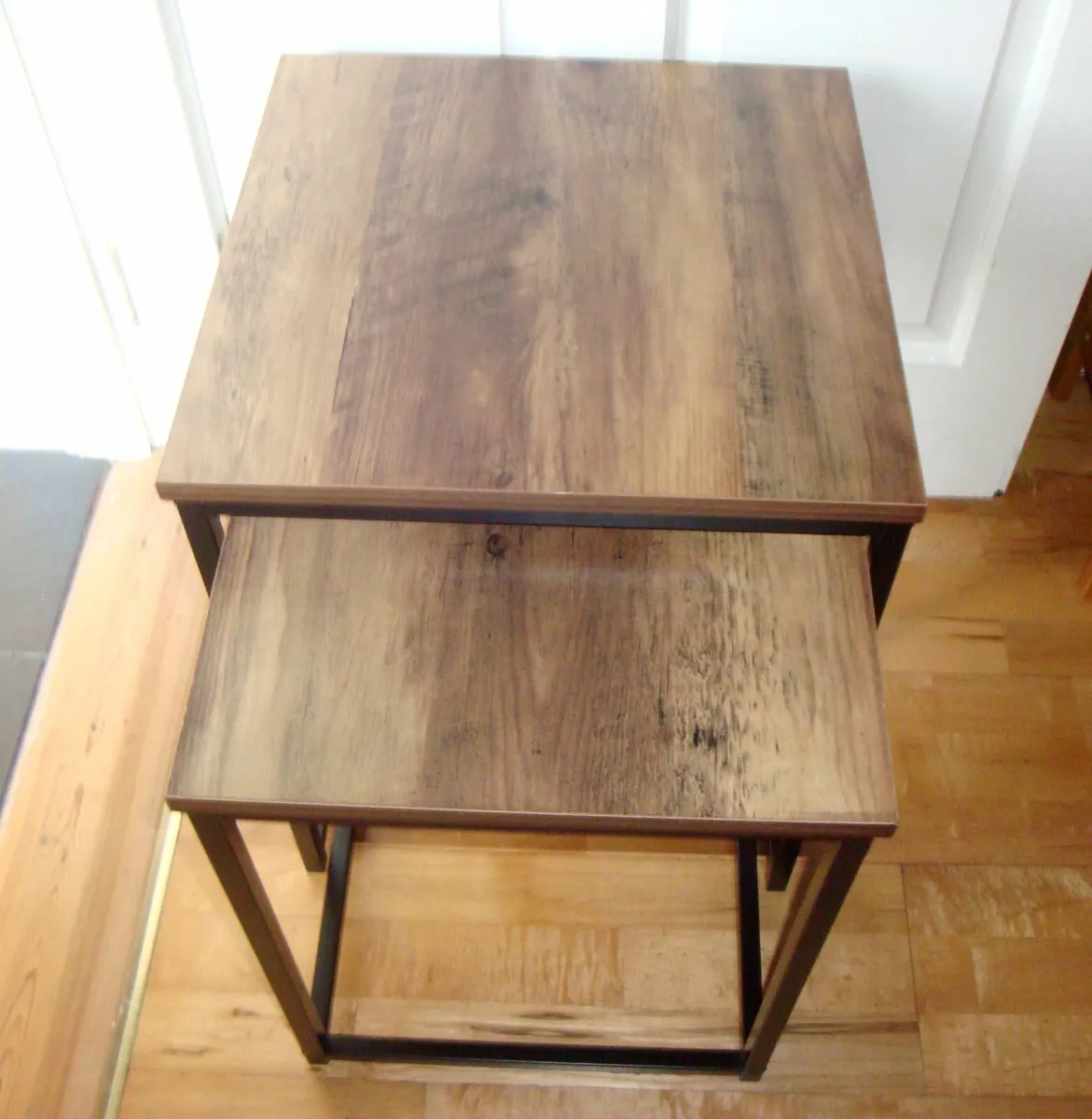 Nest of 2 side tables - black and rustic oak - NEW - Image 1