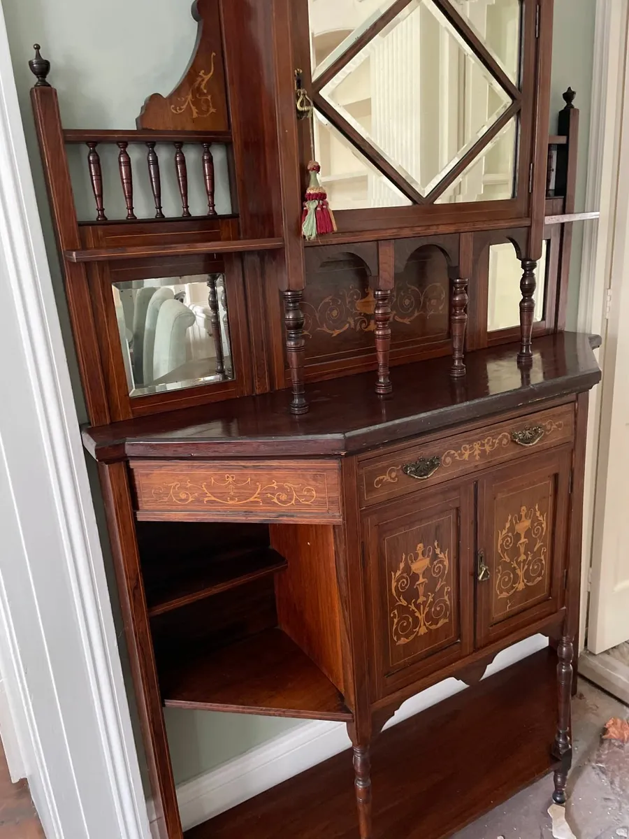 Antique Edwardian Inlaid Étagère / Display Cabinet - Image 1