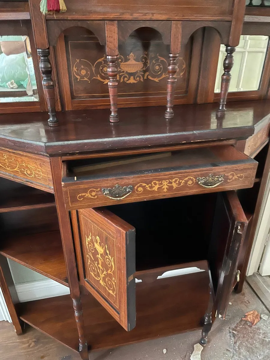 Antique Edwardian Inlaid Étagère / Display Cabinet - Image 4