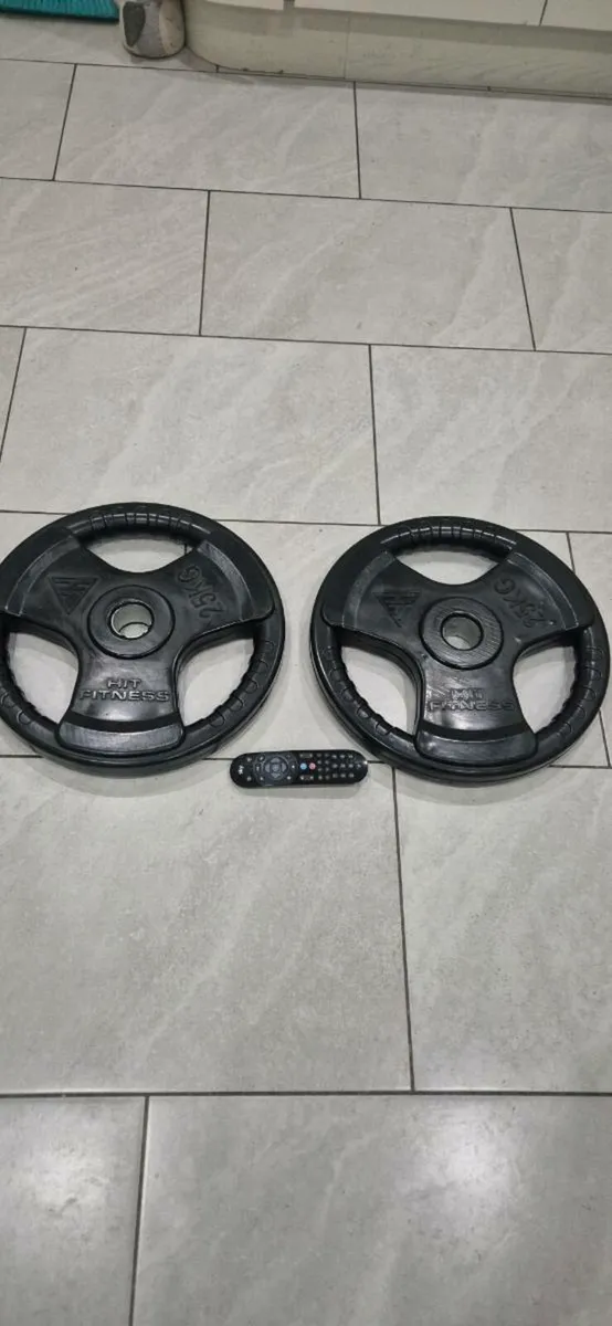 Large 2x25 kilo hit fitness Olympic weight plates - Image 1