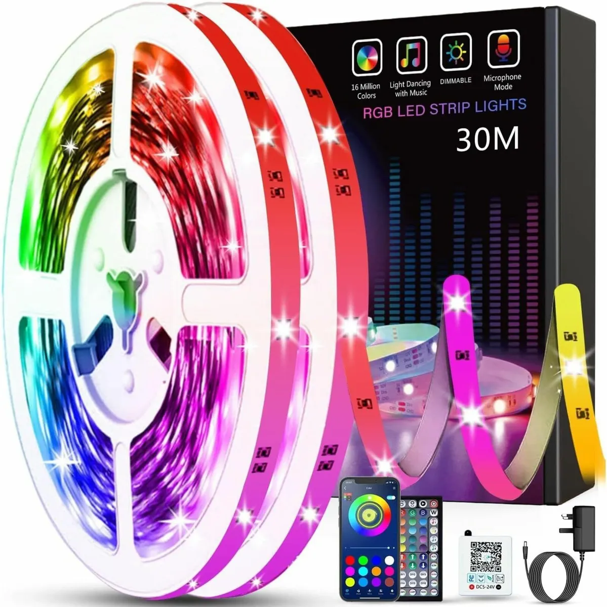 30M Led Strip Lights (2 Rolls of 15M) Bluetooth Sm