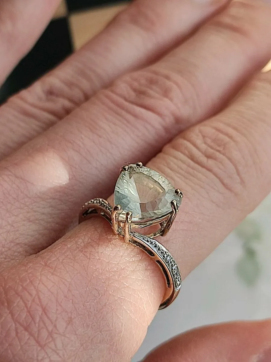 9ct Gold . Birmingham. Diamond, Chrysoprase. - Image 4