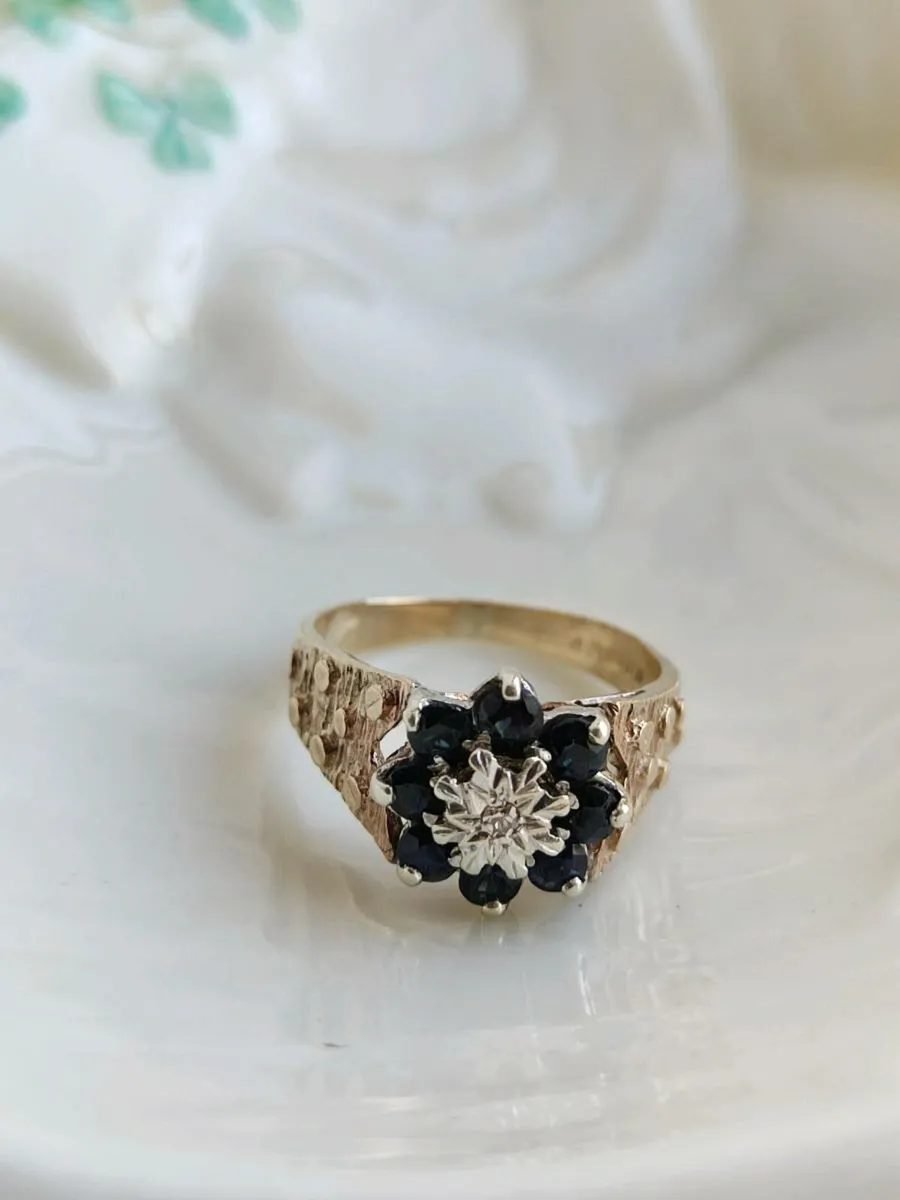 Vintage A 9 Carat Gold Sapphire and Diamond ring - Image 1