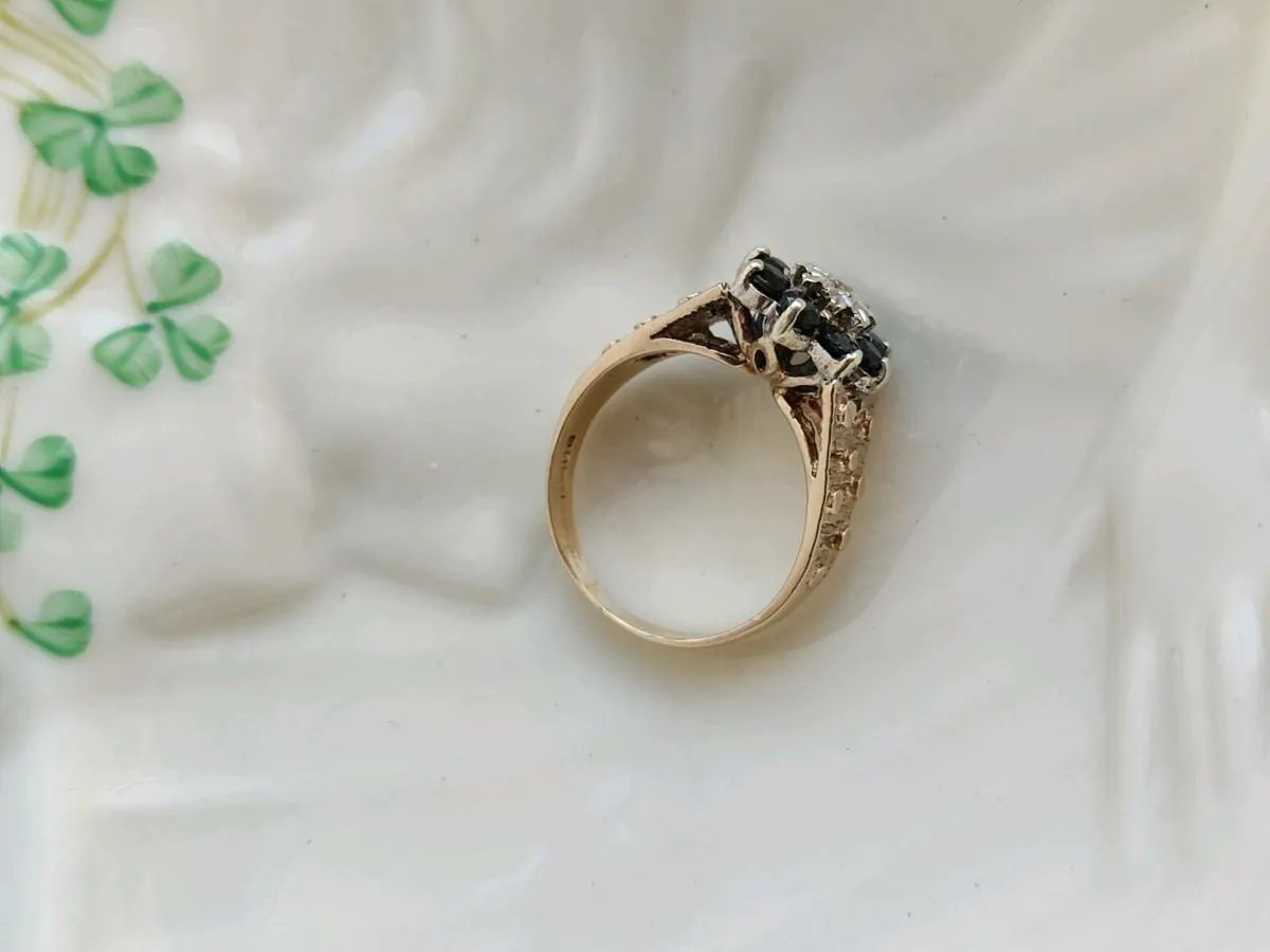 Vintage A 9 Carat Gold Sapphire and Diamond ring - Image 3