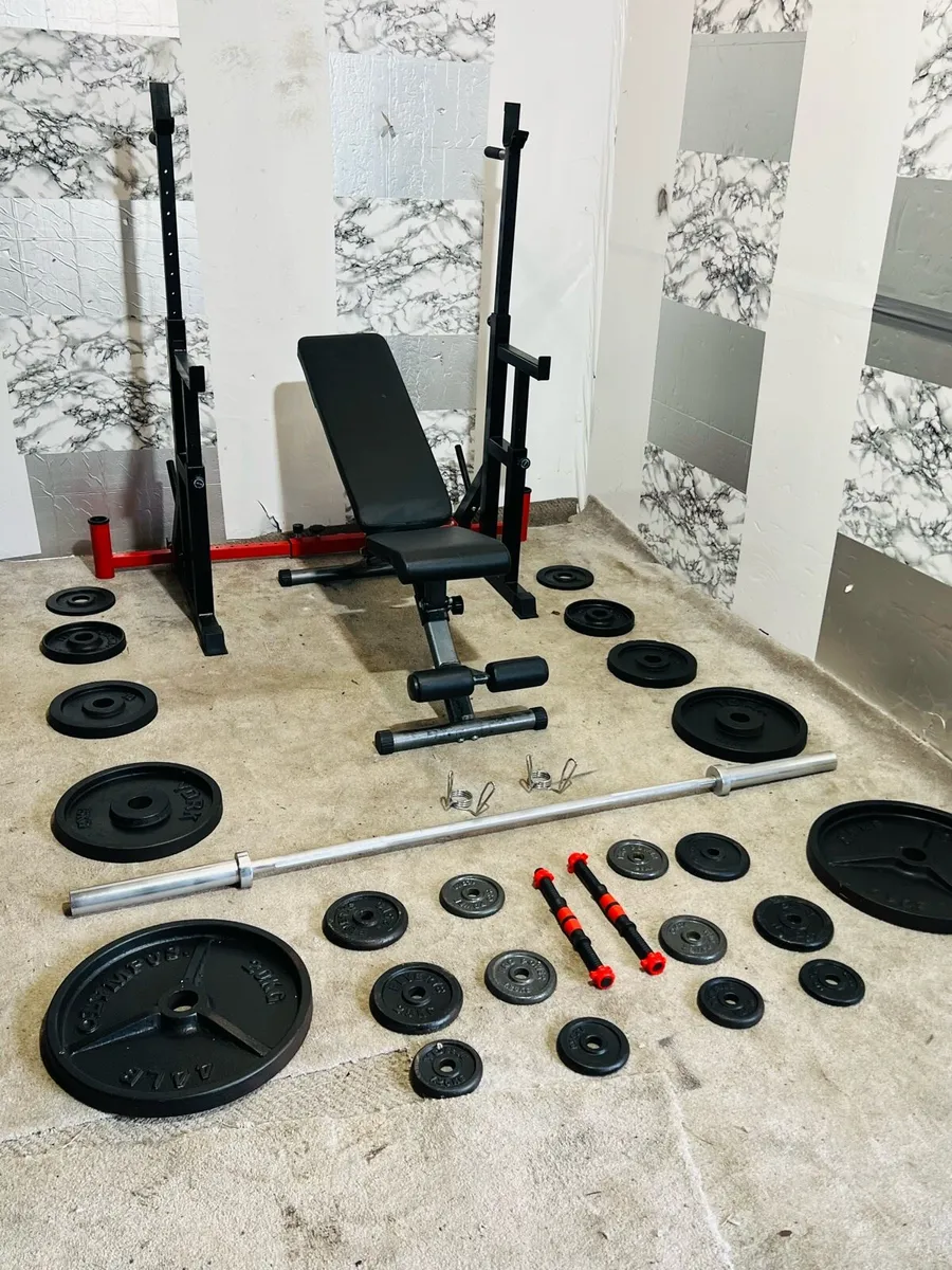 105KG OLYMPIC WEIGHT BARBELL RACK BRNCH DUMBELLS - Image 2