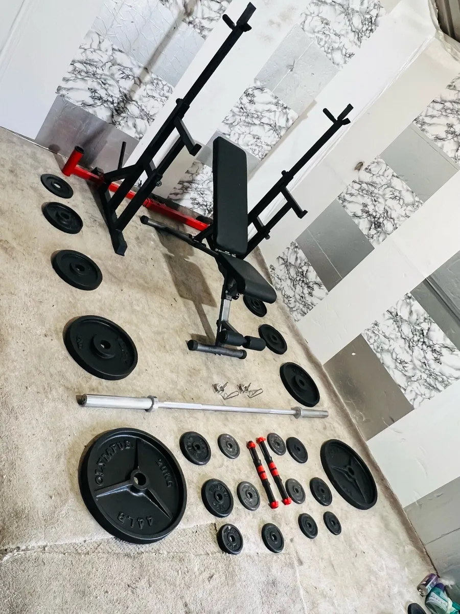 105KG OLYMPIC WEIGHT BARBELL RACK BRNCH DUMBELLS - Image 4