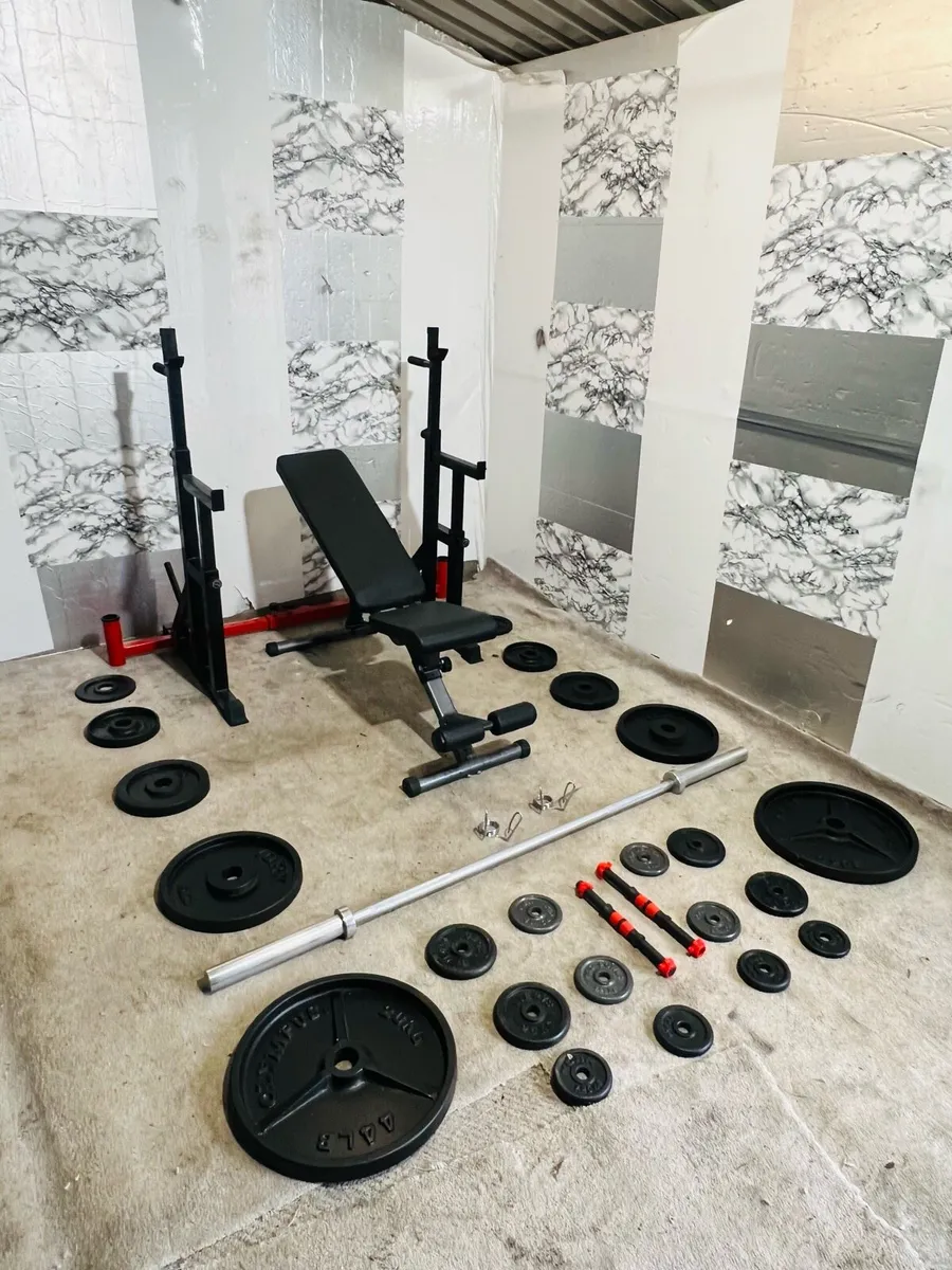105KG OLYMPIC WEIGHT BARBELL RACK BRNCH DUMBELLS - Image 1