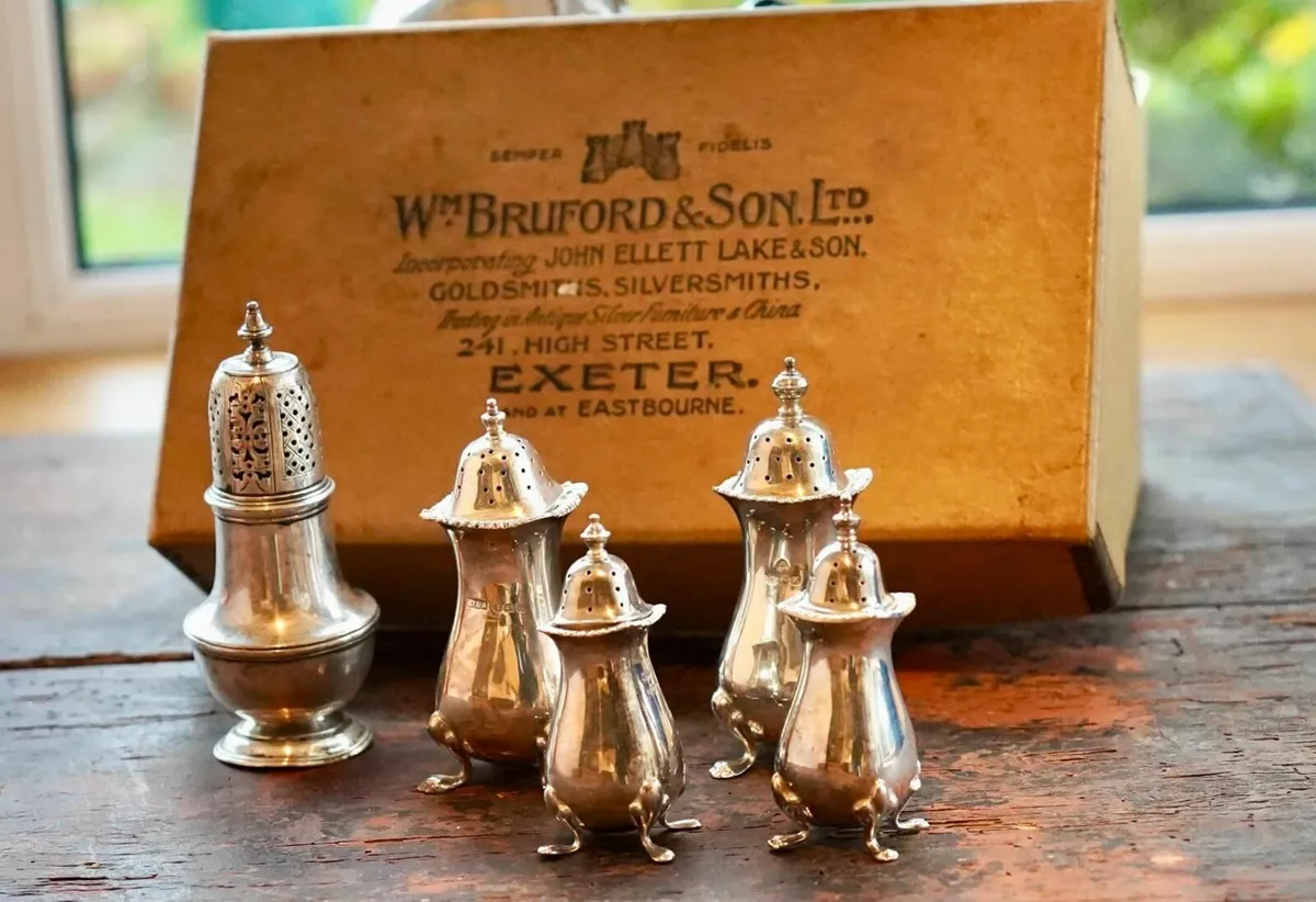 Silver Hallmarked Salt and Peppers Pedestal Form