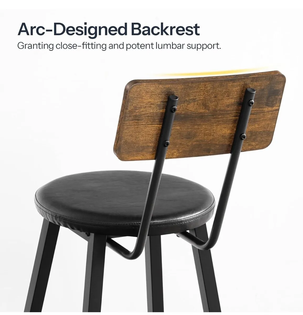 Bar Stools Set of 4, PU Upholstered Bar Chairs wit - Image 4