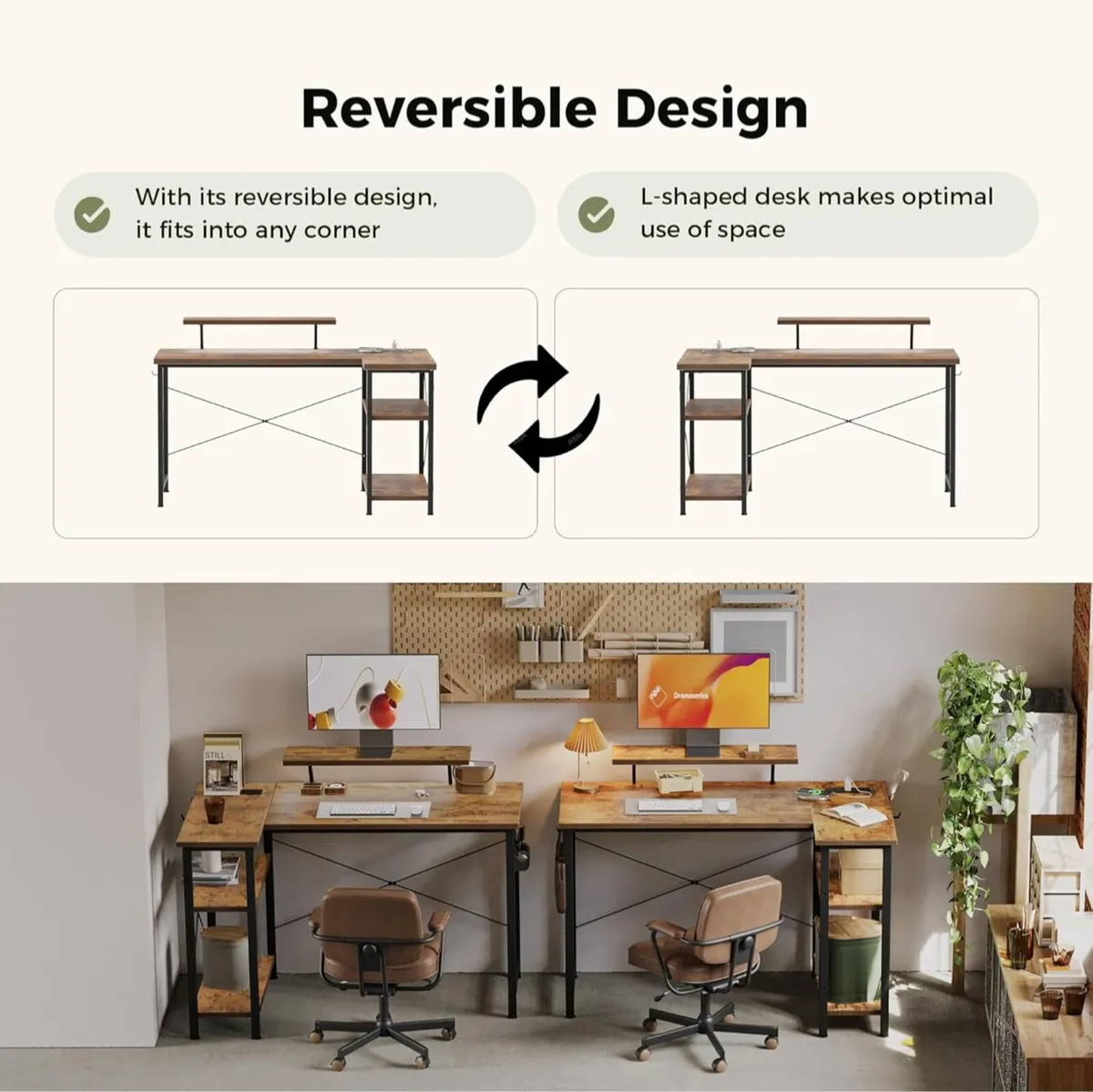 L-Shaped Desk with LED, 120x70cm - Image 3