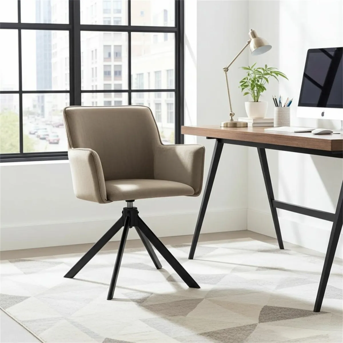 The Viki Modern Velvet Swivel Armchair - Image 3