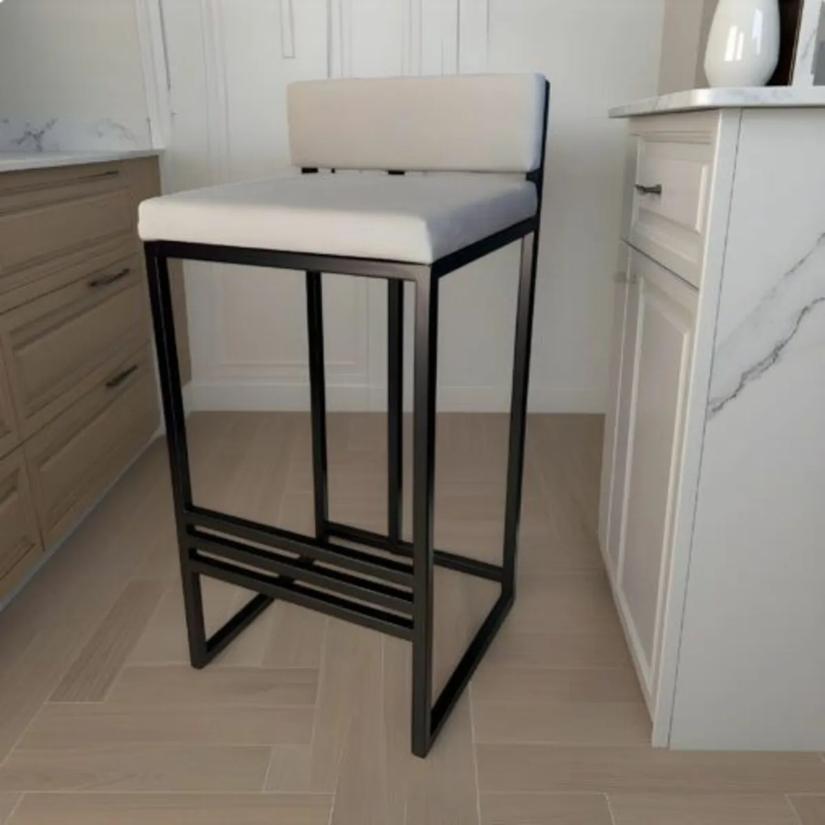 Metal Bar Stool with Plush Padded Cushion - Image 4