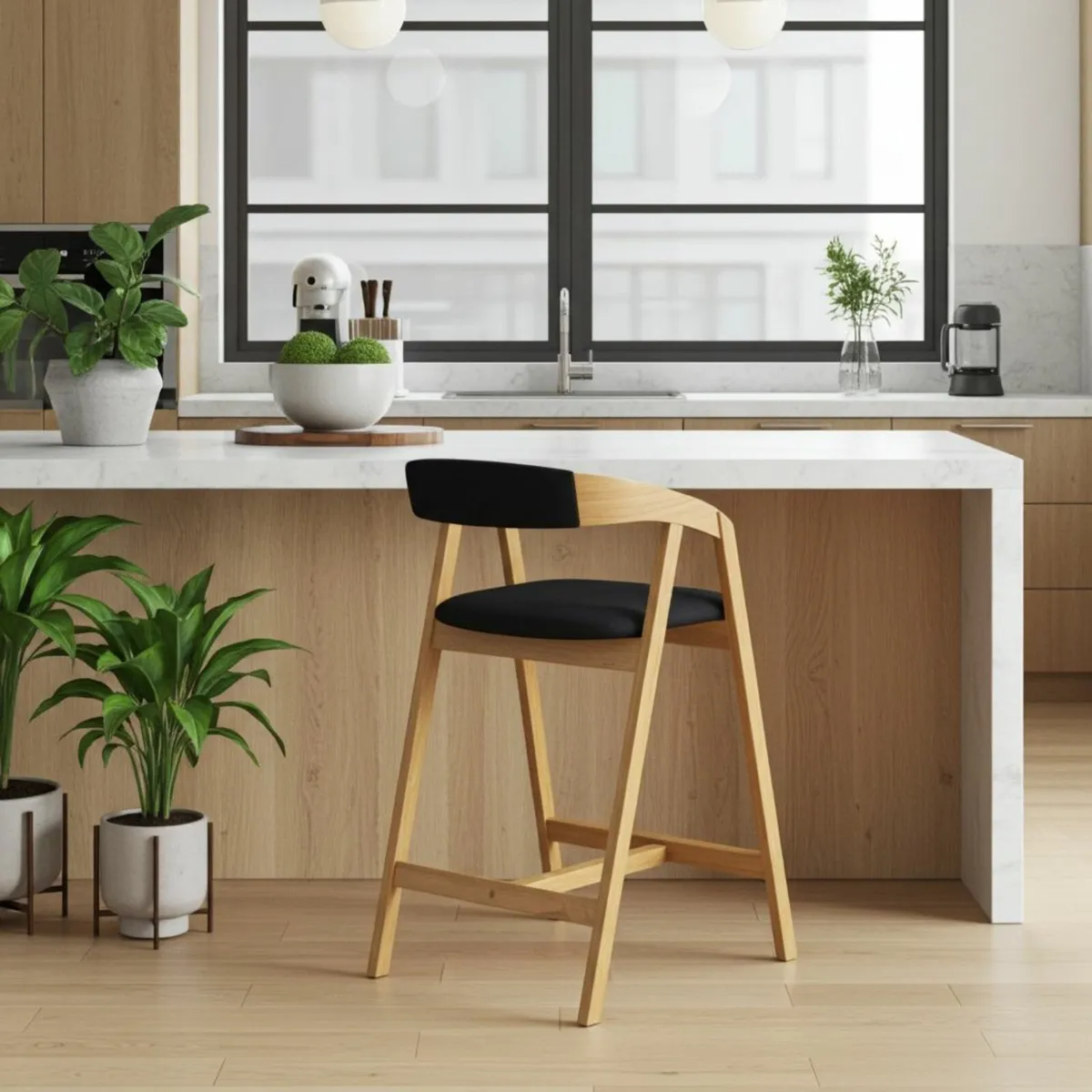 Nordic Oak Lounge Bar Stool - Image 1