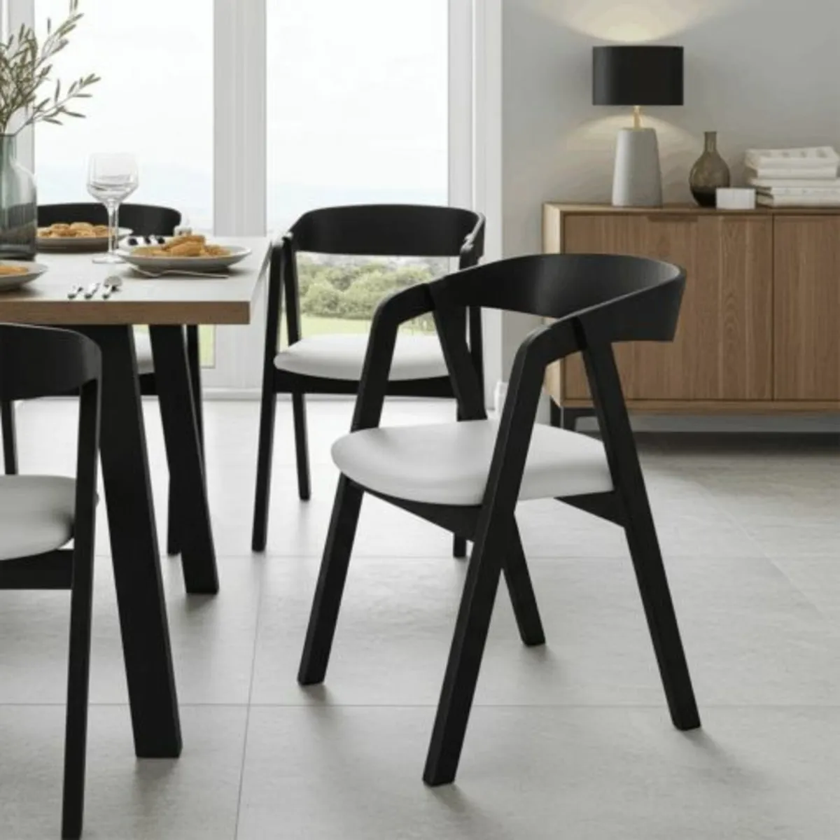 Oslo Solid Beech Dining Chair Black - Image 1