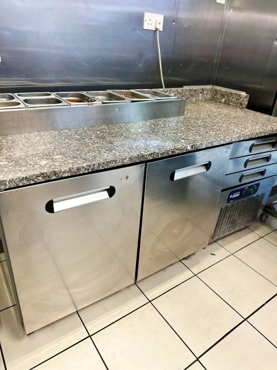 Commercial 2 door granite top prep fridge - Image 3