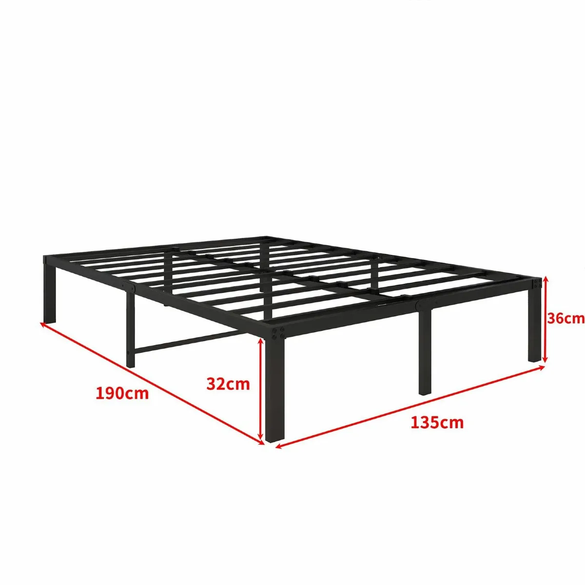 36 cm 4ft6 Double Metal Platform Bed Frames with - Image 2