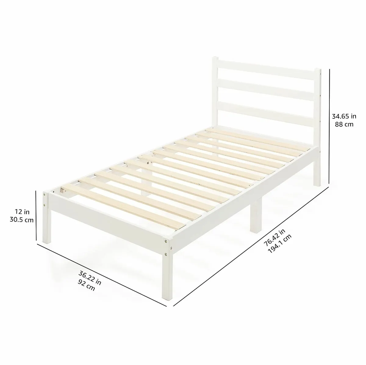 Solid Pine Wood Platform Bed Frame with Ribbed - Image 3