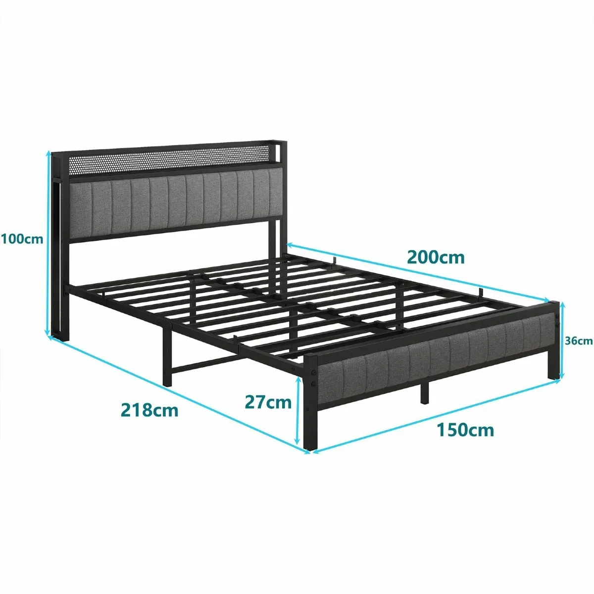 King Size Bed Frame With Storage Headboard - Image 2