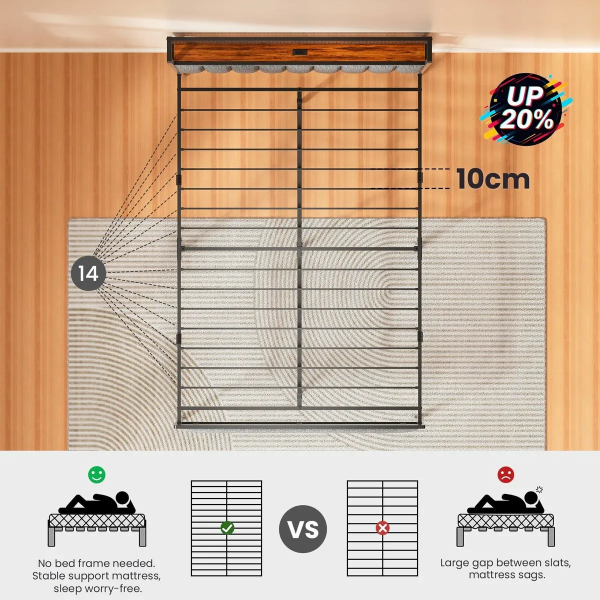 Bed Frame 135x190 cm with LED Lights and Charging - Image 4