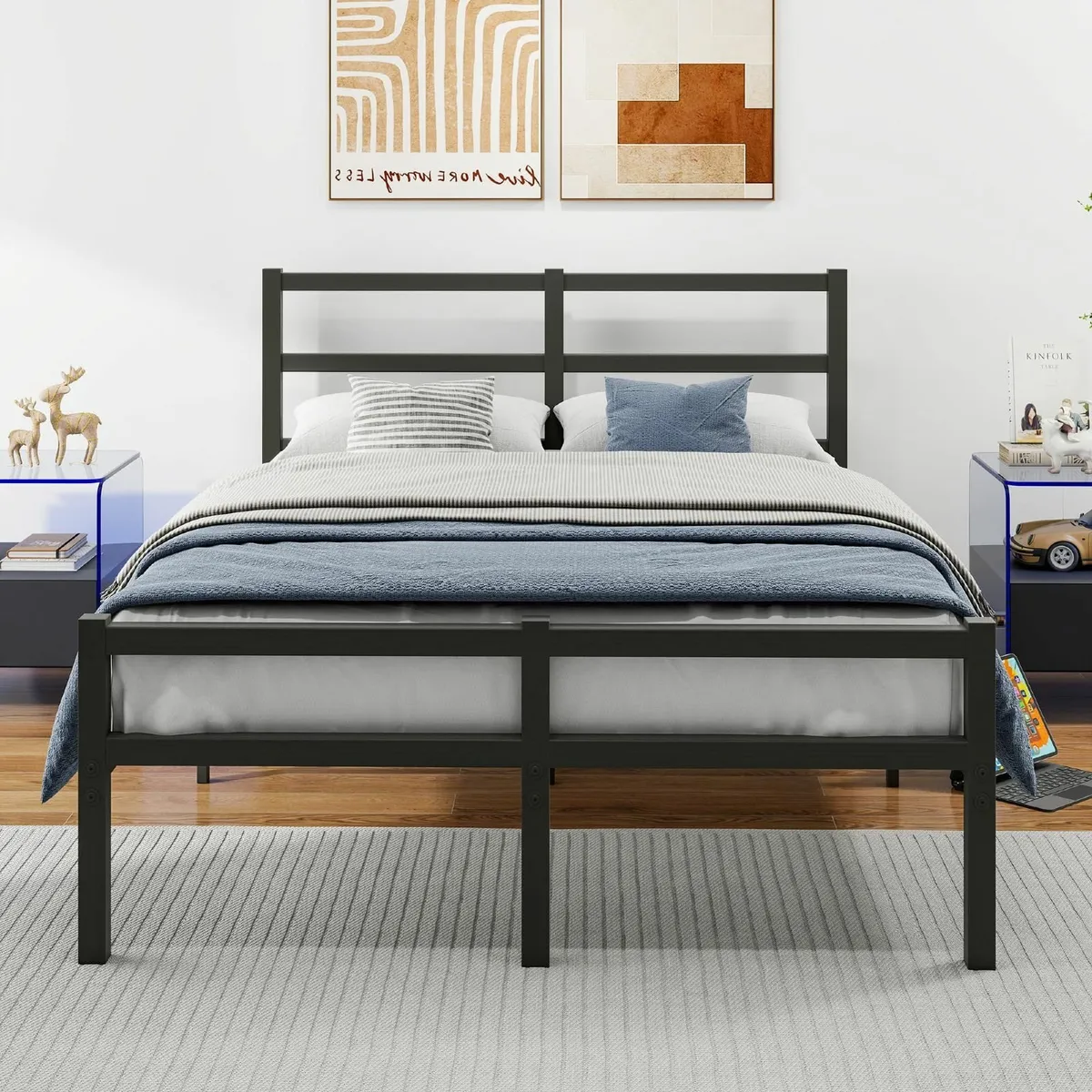 Double Bed Frame with Headboard 135x190cm Size - Image 3